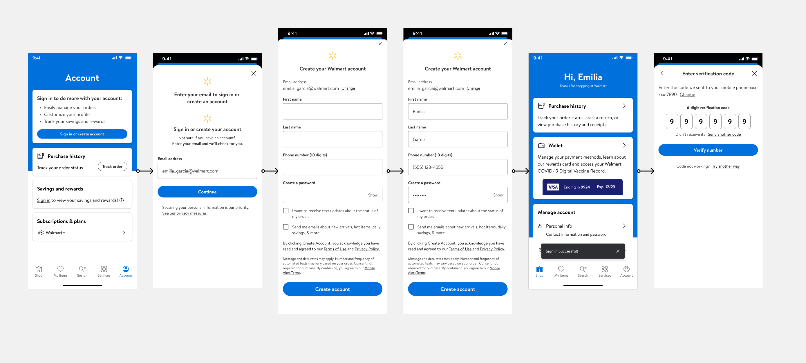 Walmart phone verification flow