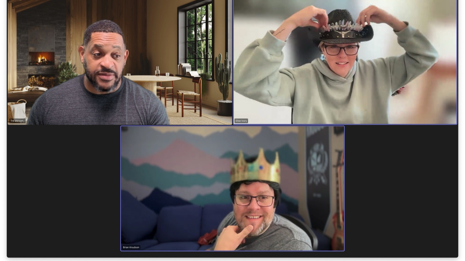 Virtual weekly sync with Tre Stewart and teammates in a video meeting grid